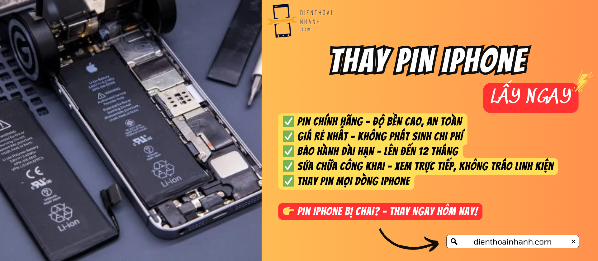 Thay Pin iPhone Chính Hãng Giá Tốt, Bảo Hành Dài Hạn